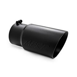 Exhaust Tip, Stainless Steel, Black, 5 in. Inlet, 6 in. Outlet Diameters, 12 in. Length, Slant Cut, Each