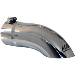 Exhaust Tip, Single, Turn-Down, Clamp-on, 304 Stainless Steel, Polished, 4 in. Inlet I.D., 4 in. Outlet, 12 in. Length, Each