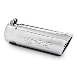 Exhaust Tip, Single, Slant Cut, Clamp-on, 304 Stainless Steel, Polished, 3.5 in. Inlet I.D., 4 in. Outlet, 10 in. Length, Each