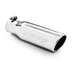 Exhaust Tip, Single, Slant Cut, Clamp-on, 304 Stainless Steel, Polished, 2.5 in. Inlet I.D., 3.5 in. Outlet, 12 in. Length, Each