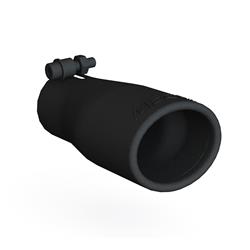 Exhaust Tip, 2.50 in. Inlet, 3.75 in. Outlet, 7.00 in. Length, Oval, Single Wall, Rolled Edge, Straight Cut, 304 Stainless Steel, Black, Bolt-On, Each