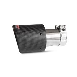 Exhaust Tips, Round, Clamp-on, Slant, Stainless Steel, Carbon Fiber, 3.000 in. Inlet Diameter, 4.000 in. Outlet, 8.000 in. Overall Length, Each