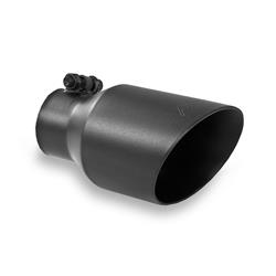 Exhaust Tip, Single, Round, Bolt-on, Stainless Steel, Black, 2.5 in. Inlet I.D., 8 in. Length, Each