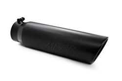 Exhaust Tip, Round, Slant Cut, Bolt-on, Steel, Black, 4 in. Inlet i.d., 5 in. Outlet, 18 in. Length, Each