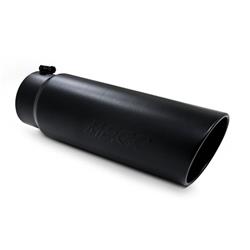 Exhaust Tip, Round, Slant Cut, Bolt-on, Steel, Black, 5 in. Inlet i.d., 6 in. Outlet, 18 in. Length, Each