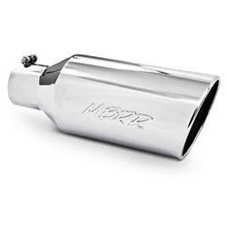 Exhaust Tip, Round, Slant Cut, Bolt-on, Stainless, Polished, 4 in. Inlet i.d., 7 in. Outlet, 18 in. Length