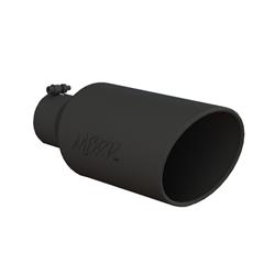 Exhaust Tip, 4.00 in. Inlet, 7.00 in. Outlet, 18.00 in. Length, Round, Rolled Edge, Single Wall, Slant Edge, 304 Stainless, Black, Each