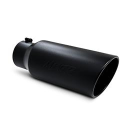 Exhaust Tip, Round, Slant Cut, Bolt-on, Steel, Black, 5 in. Inlet i.d., 7 in. Outlet, 18 in. Length, Each