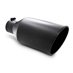 Exhaust Tip, Round, Slant Cut, Bolt-on, Steel, Black, 4 in. Inlet i.d., 8 in. Outlet, 18 in. Length, Each