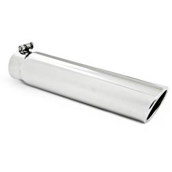 Exhaust Tip, 3.00 in. Inlet, 3.50 in. Outlet, 16.00 in. Length, Round, Slant Tip, Single Wall, Rolled Edge, Stainless/Carbon Fiber, Bolt-On, Each