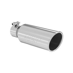 Exhaust Tip, Round, Bolt-On, 2.50 in. Inlet, 4 in. Outlet, 304 Stainless Steel, Polished, Each