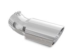 Exhaust Tip. 5.00 in. Inlet, 6.00 in. Outlet, 15.50 in. Length, Round, 30 Degree Bend, Rolled Edge, Single Wall, 304 Stainless, Polished, Each