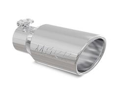 Exhaust Tip, 2.75 in. Inlet, 4.00 in. Outlet, 10.00 in. Length, Round, Slant Tip, Rolled Edge, Single Wall, 304 Stainless Steel, Polished, Each