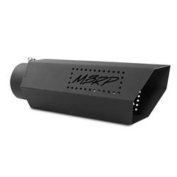 Exhaust Tip, 4.00 in. Inlet, 5.00 in. Outlet, 16.00 in. Length, Hexagon, No Logo, Non-Rolled Edge, Single Wall, 304 Stainless, Black, Each