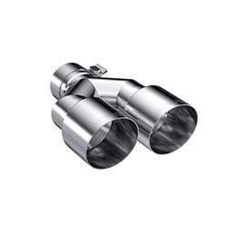 Exhaust Tip, 2.50 in. Inlet, 3.5 in. Outlets, Round, Clamp On, 304 Stainless Steel, Polished, Each