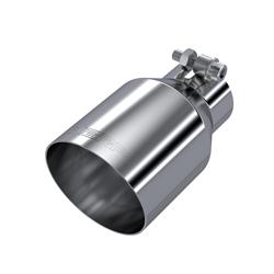 Exhaust Tip, 2.50 in. Inlet, 4 in. Outlet, Round, Clamp On, 304 Stainless Steel, Polished, Each