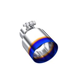 Exhaust Tip, Pro Series Burnt End, 2.50 in. Inlet, 4.00 in. Outlet, 6.50 in. Length, Round, Clamp-On, 304 Stainless Steel, Polished/Blued, Each