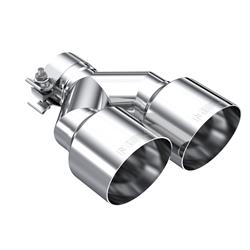 Exhaust Tip, 2.50 in. Inlet, 4 in. Outlets, Round, Clamp On, 304 Stainless Steel, Polished, Each