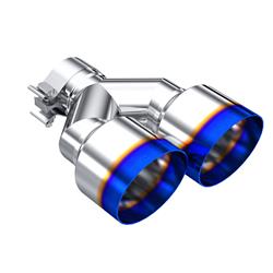 Exhaust Tip, Pro Series Burnt End, 2.50 in. Inlet, 4.00 in. Outlets, Round, Clamp-On, 304 Stainless Steel, Polished/Blued, Each