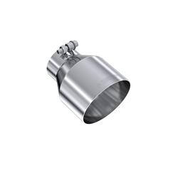 Exhaust Tip, 3 in. Inlet, 5 in. Outlet, Round, Clamp On, 304 Stainless Steel, Polished, Each