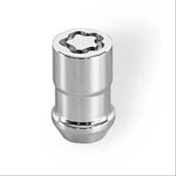 Lug Nuts, Conical Seat, Bulge, 14mm x 1.50 RH, Closed End, Locking, Chrome Plated Steel, Set of 4