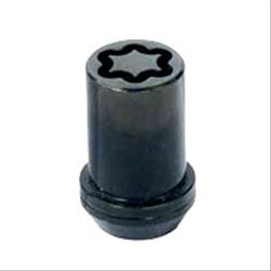 Lug Nuts, Locking, Conical Seat, Bulge, 12mm x 1.50 RH, Tuner Style, Steel, Black Chrome, Set of 4