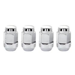 Lug Nuts, Conical Seat, Bulge, 12mm x 1.50 RH, Closed End, Chrome Plated Steel, Set of 4