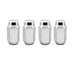 Lug Nuts, Conical Seat, 14mm x 1.50 RH, 1.565" Long, 22mm Hex, Closed End, Chrome Plated Steel, Set of 4