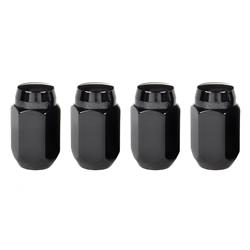 Lug Nuts, Conical Seat, 14mm x 1.50 RH, 1.635 in. Length, Closed End, Black Chrome, Set of 4