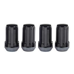 Lug Nuts, Spline Drive, Locking, Conical Seat, Steel, Black Chrome, 14mm x 1.50 RH Thread Size, Buick, Cadillac, Chevy, Dodge, Ford, GMC, Set of 4