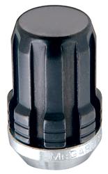 Lug Nuts, Conical Seat, 12mm x 1.25 RH, Closed End, Black Chrome Plated Steel, Set of 4