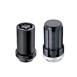 Lug Nuts, Conical Seat, Spline Drive, 1/2 in.-20 RH, Tuner Standard, Locking, Steel, Black Chrome, Set of 23