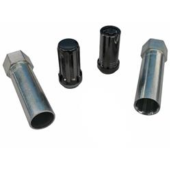 Lug Nuts, Conical Seat, 14mm x 1.50 RH, Tuner Standard, Locking, Black Chrome Plated Steel, Set of 24