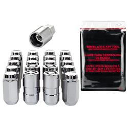 Lug Nuts, Conical, Standard and Locking, Steel, Chrome, 14mm x 1.50 RH Thread, Set of 20