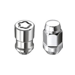 Lug Nuts, Conical Seat, Bulge, 1/2 in.-20 RH, Standard, Locking, Steel, Chrome, Set of 23