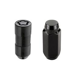 Lug Nuts, Conical, Standard and Locking, Stainless, Black Chrome, 14mm x 1.50 RH Thread, Set of 24