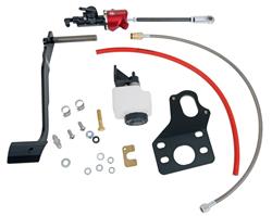 Clutch Master Cylinder, Direct Fit Hydraulic Conversion, Firewall Kit Only, Cast Aluminum, Black, Chevy, Pontiac, Kit