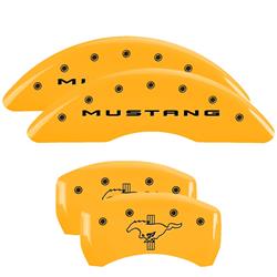 Brake Caliper Covers, Engraved Front: 2015/Mustang - Engraved Rear: 2015/Bar & Pony, Yellow powder coat finish