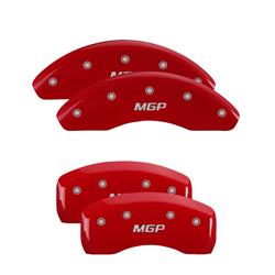 Brake Caliper Covers, Clip-on, Aluminum, Red Powdercoated, MGP Logo, Toyota, Set of 4