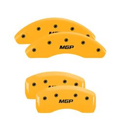 Brake Caliper Covers, Clip-on, Aluminum, Yellow Powdercoated, MGP Logo, for use on Honda®, Set of 4