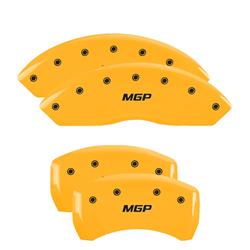 Brake Caliper Covers, Engraved Front and Rear: MGP, Yellow powder coat finish, black characters