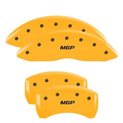 Brake Caliper Covers, Bolt-on, Aluminum, Yellow Powdercoated, MGP Logo, BMW, Set of 4