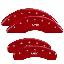 Disc Brake Caliper Cover, Set of 4: Red finish, Silver MGP / MGP