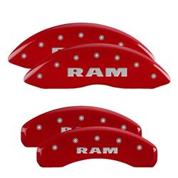 Brake Caliper Covers, Aluminum, Red Powdercoated, Ram Logo, Ram, Set of 4