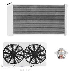 Radiator, Crossflow, Aluminum, Natural, Transmission Cooler, Dual Fan, Chevy, GMC, Kit