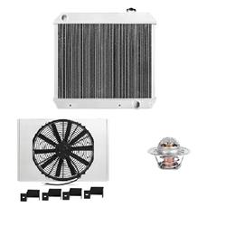 Radiator, Downflow, Aluminum, Natural, Transmission Cooler, Single Fan, Chevy, GMC, Kit