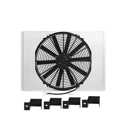 Fan, Electric, Single, Puller, 1,850 cfm, Black Plastic Blades, Aluminum Shroud, GM Truck, Kit