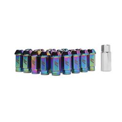 Lug Nuts, Conical Seat, 12mm x 1.50 RH, 16 Standard Lug Nuts, 4 Locking Lug Nuts, NeoChrome, Aluminum, Set of 20