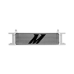 Oil Cooler, Universal, 10-Row, Plate, 3.80 in. Height, 12.95 in. Width, 1.97 in. Thick, -6AN Male Fittings, Aluminum, Silver Powdercoated, Each