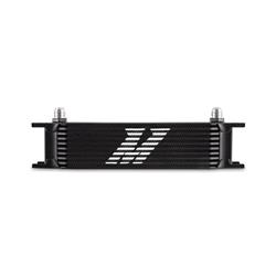 Oil Cooler, Universal, 10-Row, Plate, 3.80 in. Height, 12.95 in. Width, 1.97 in. Thick, -8AN Male Fittings, Aluminum, Black Powdercoated, Each